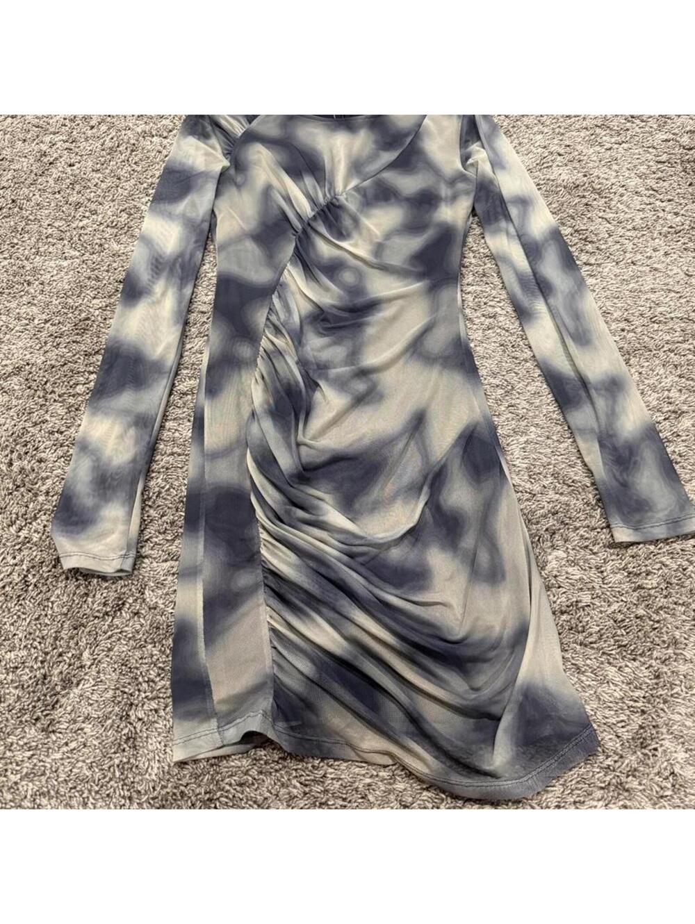 ZARA Long Sleeve Ruched Bodycon Dress